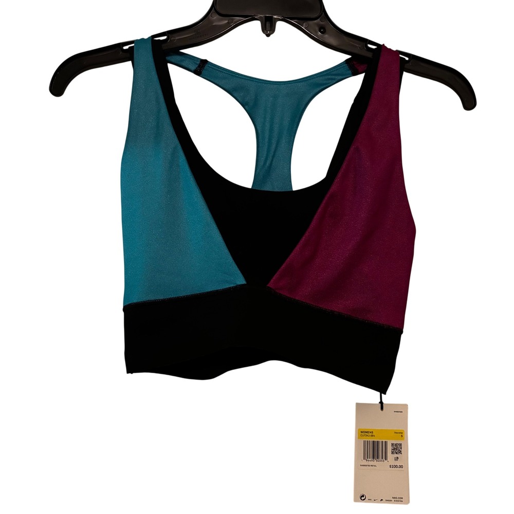 Nike Dri Fit Sports Bra Large NWT Layered Multi Color Design Light Support